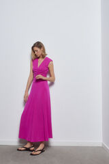 Pedro del Hierro Vestido frunces fucsia Rosa