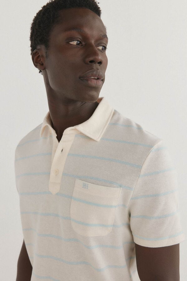 Pedro del Hierro Polo de rayas con bolsillo Beige
