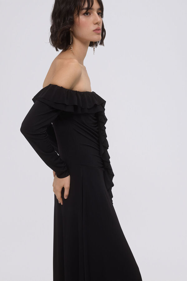 TFP by Tamara Falcó Vestido de punto con volantes Negro