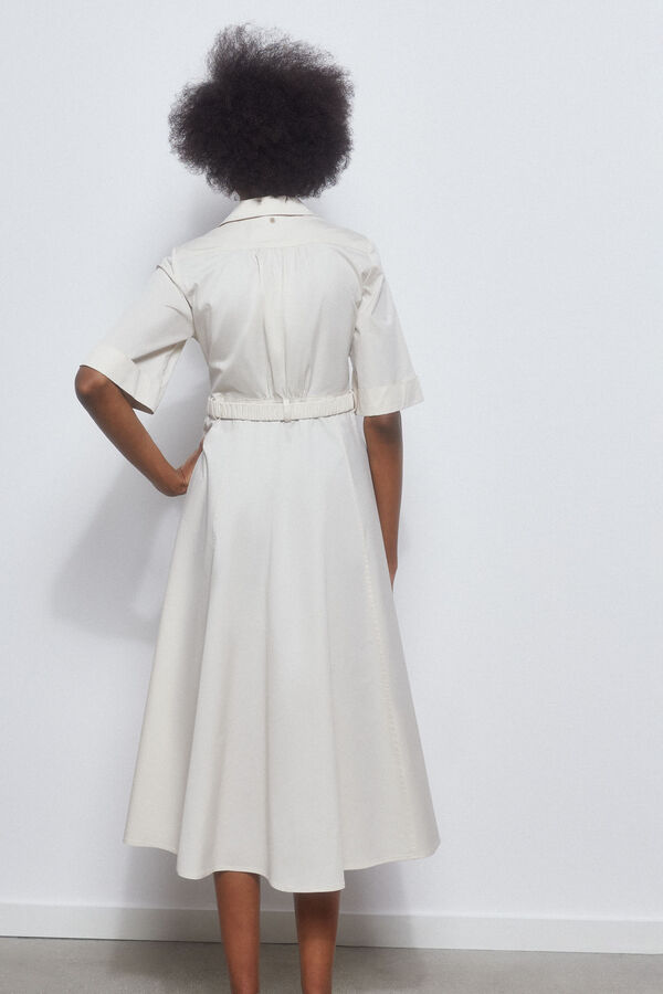 Pedro del Hierro Vestido camisero con cinturon Crudo