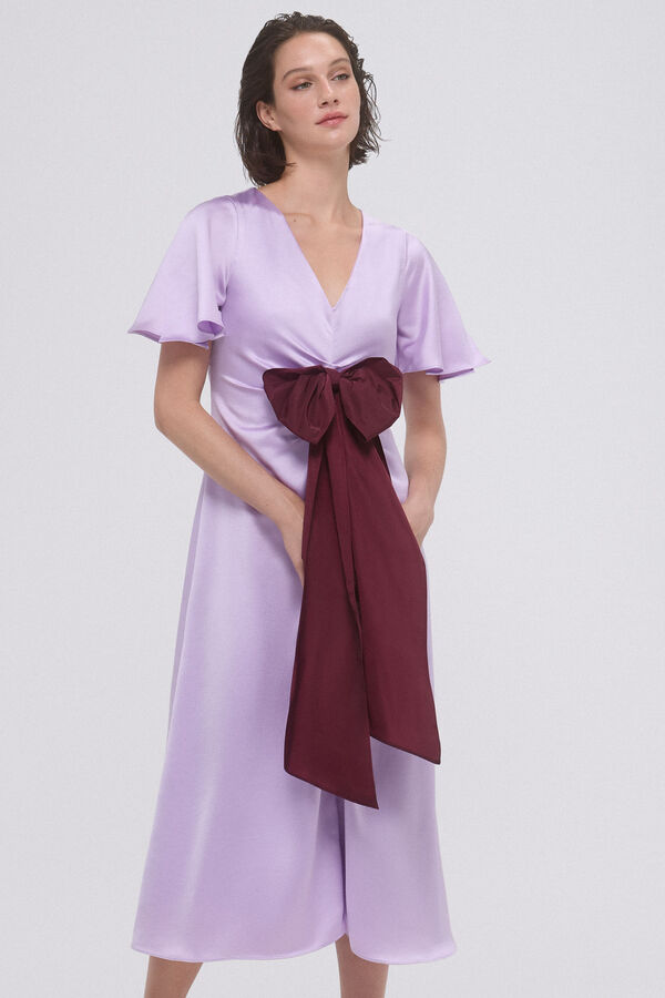 TFP by Tamara Falcó Vestido frunces con lazo contraste Azul