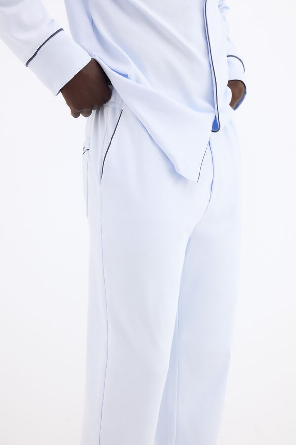 Pedro del Hierro Cal&ccedil;a comprida de pijama em algod&atilde;o espanhol Azul