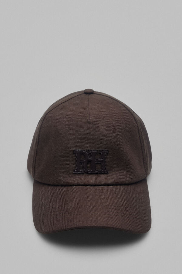 Pedro del Hierro Gorra visera textil lino Marr&oacute;n