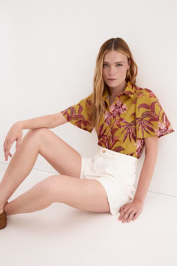 Pedro del Hierro Camisa estampada de manga curta Amarelo