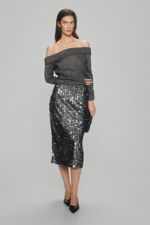 Pedro del Hierro Falda lentejuelas Gris