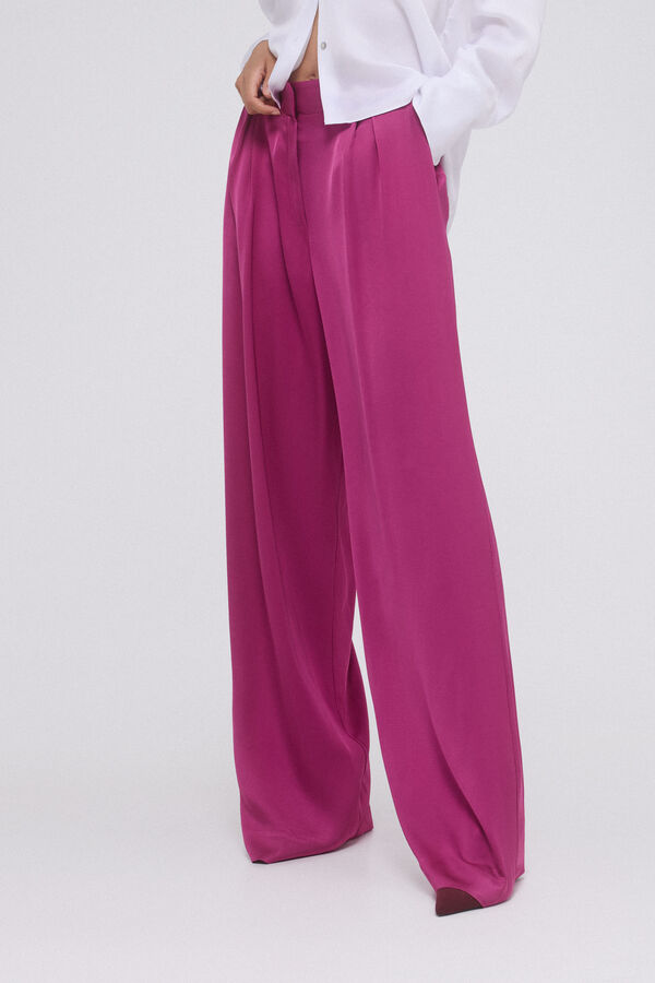 Pedro del Hierro Pantal&oacute;n ancho doble pinza Rosa