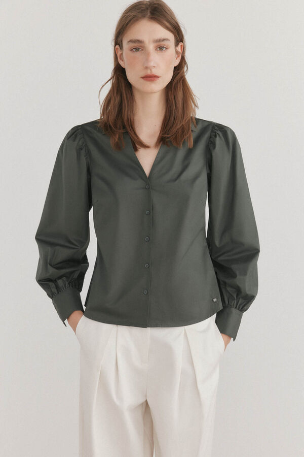 Pedro del Hierro Camisa manga larga abullonada Verde