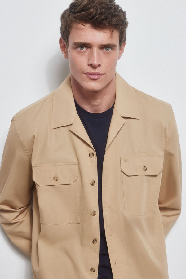 Pedro del Hierro Camp collar overshirt Beige