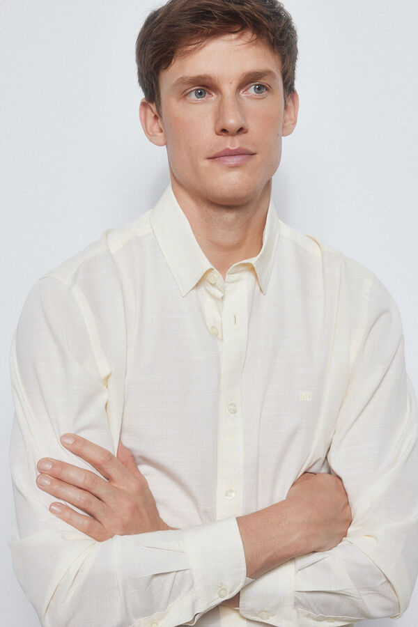 Pedro del Hierro Camisa mil rayas algod&oacute;n flam&eacute; Amarillo