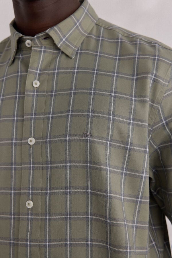 Pedro del Hierro Camisa cuadros Tencel Verde
