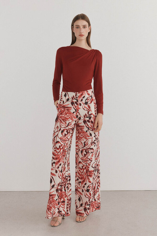 Pedro del Hierro Pantal&oacute;n cierre lateral con bot&oacute;n Burdeos