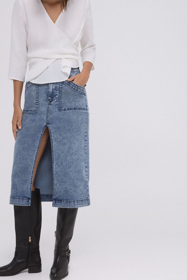 Pedro del Hierro Saia jeans Tencel&trade; lyocell Azul