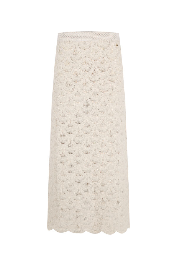 Pedro del Hierro Saia reta midi em crochet Beige
