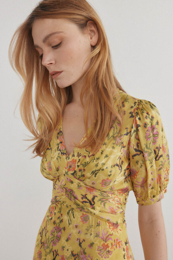 Pedro del Hierro Vestido estampado manga curta Verde