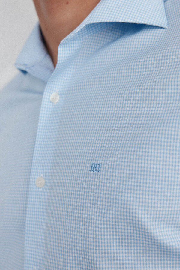 Pedro del Hierro Camisa aos quadrados non iron + antimanchas Azul