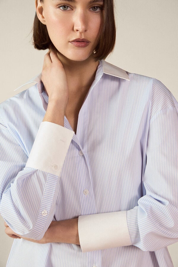TFP by Tamara Falc&oacute; Camisa combinada em popelina Azul