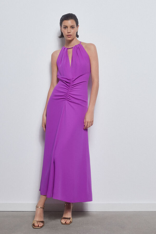 Pedro del Hierro Vestido halter fruncido Morado