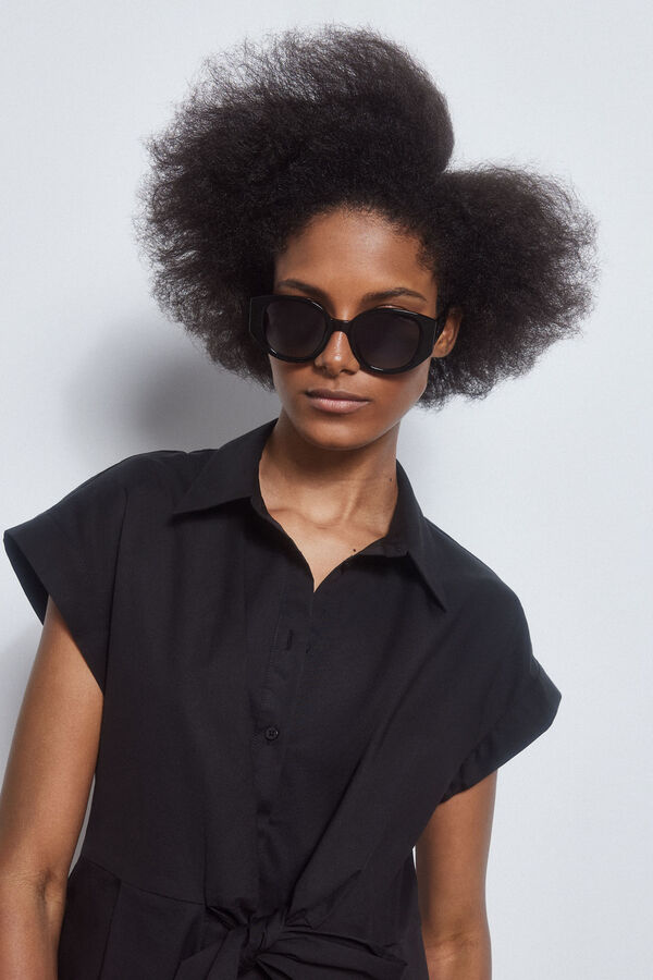 Pedro del Hierro Vestido camisero lazada Negro