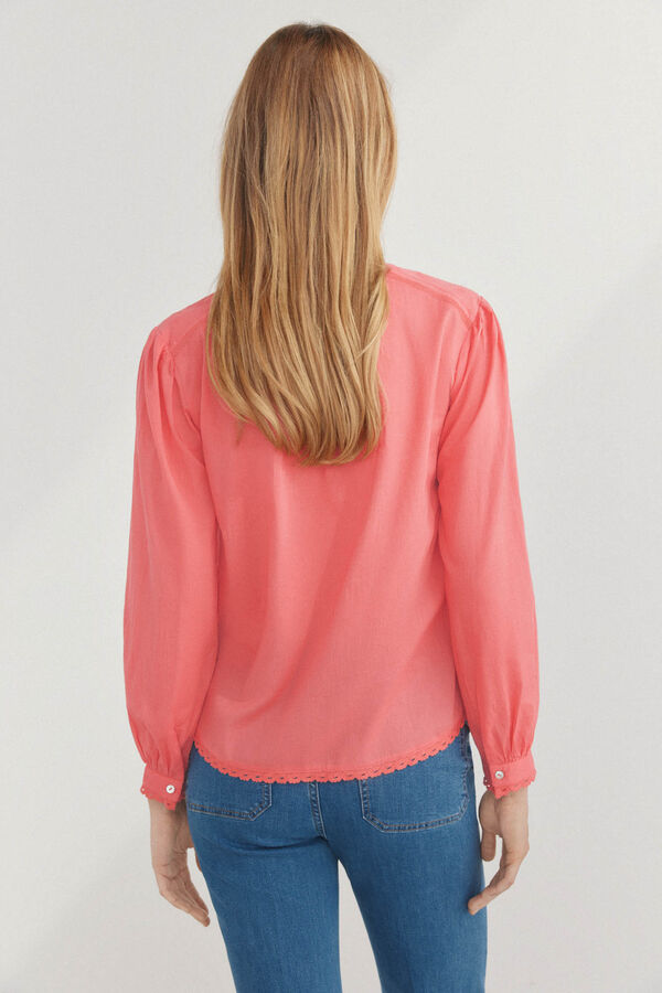 Pedro del Hierro Blusa rom&acirc;ntica bordados Coral