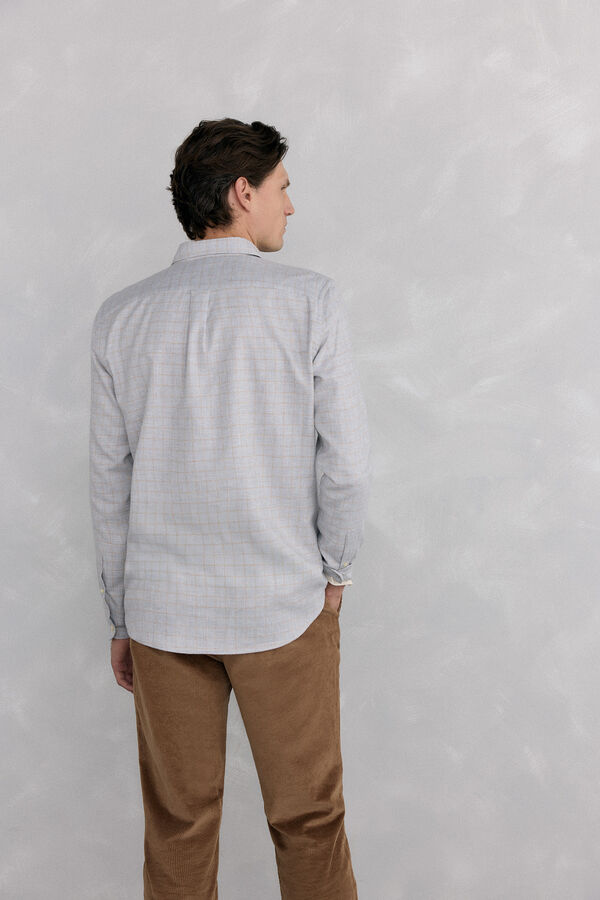 Pedro del Hierro Camisa cuadros franela tejido italiano Gris