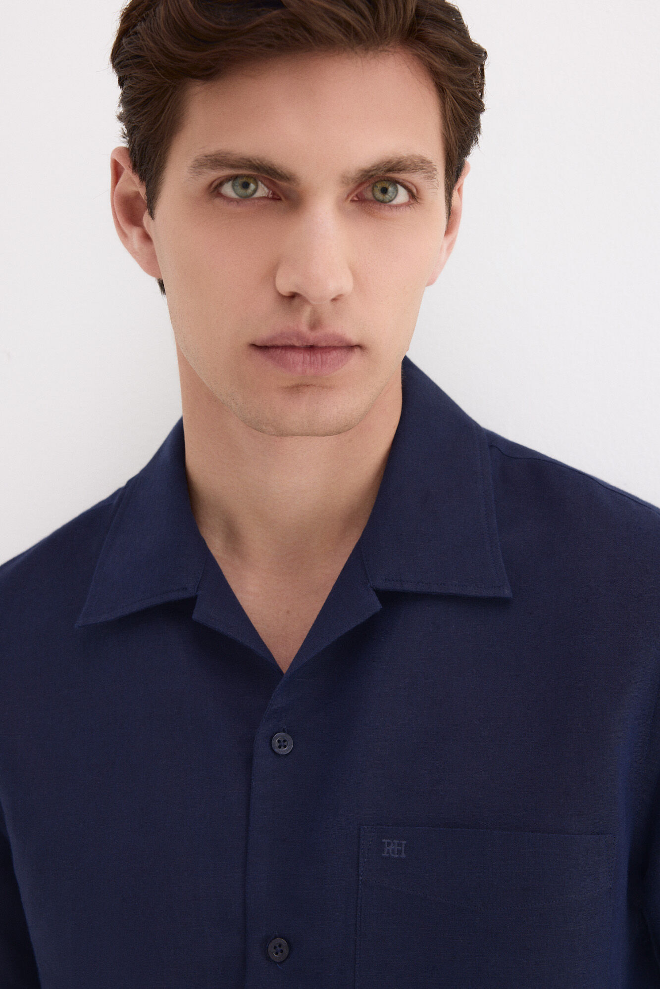 Pedro del Hierro Camisa manga curta em linho e algod&atilde;o