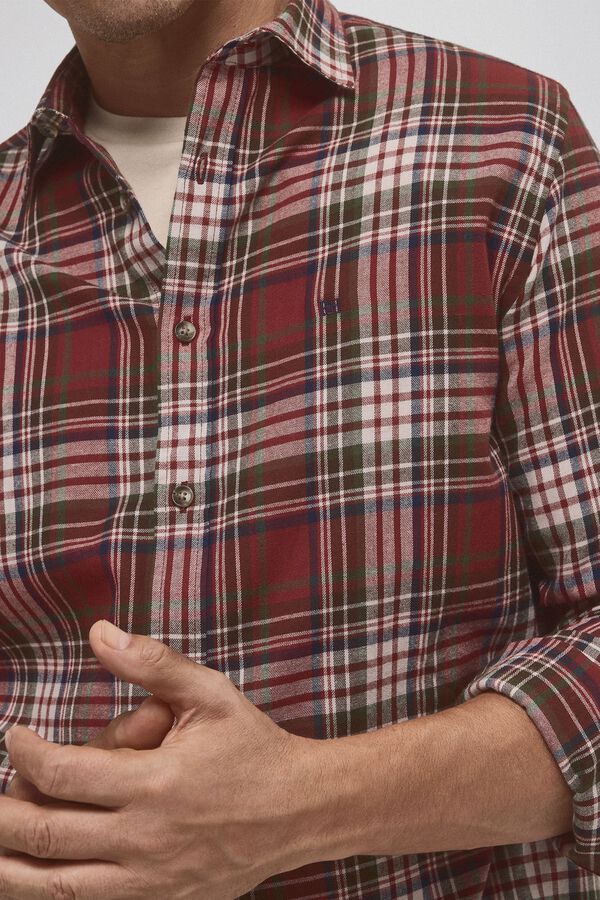 Pedro del Hierro Camisa de twill em xadrez de cashmere touch Laranja