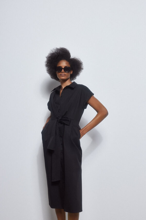 Pedro del Hierro Vestido camisero lazada Negro