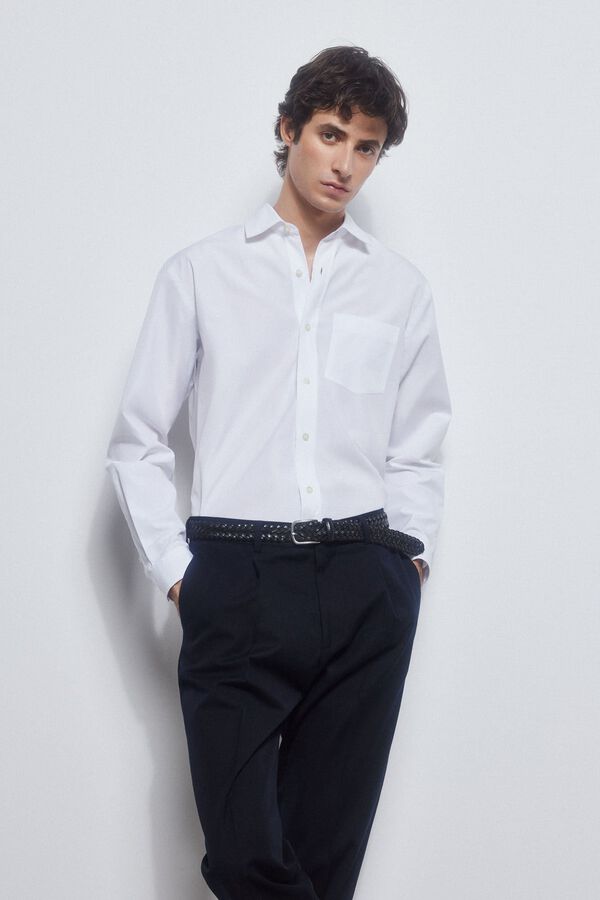Pedro del Hierro Camisa popel&iacute;n tejido italiano Blanco