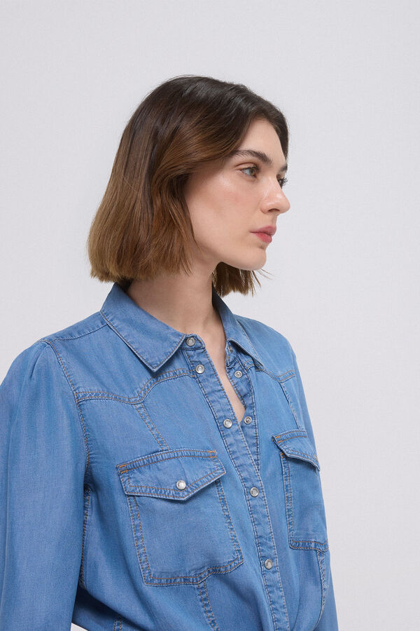 Pedro del Hierro Camisa jeans 100% tencel&trade; lyocell Azul