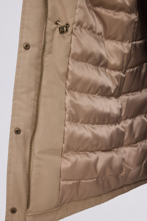 Pedro del Hierro Parka comprida com capuz Beige