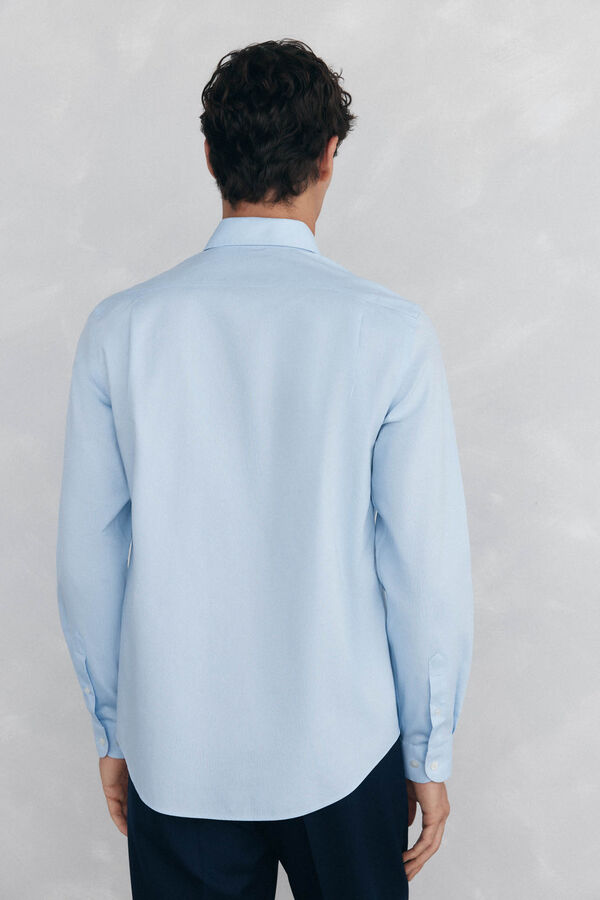 Pedro del Hierro Camisa social lisa que n&atilde;o pode ser passada a ferro + resistente a manchas Azul