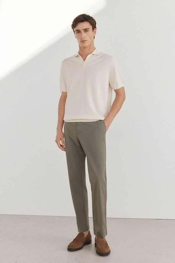 Pedro del Hierro Camisa polo de algod&atilde;o de manga curta premium Ecru