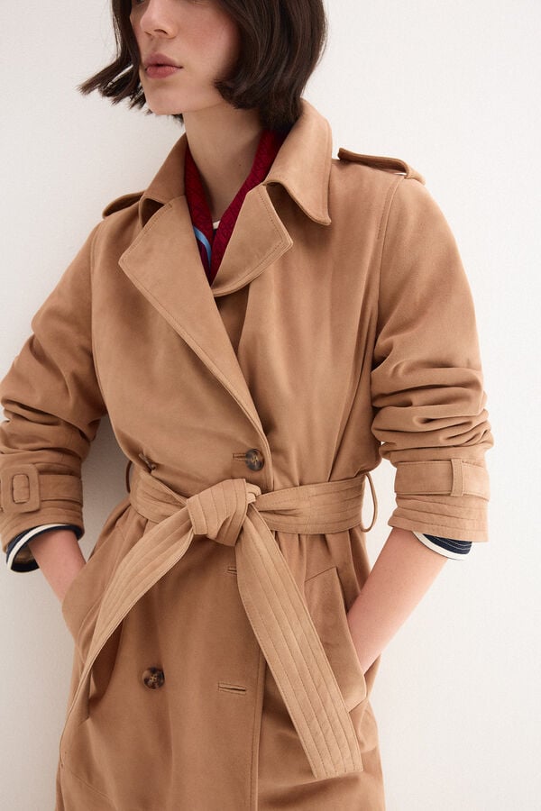 Pedro del Hierro Gabardina de camur&ccedil;a Beige