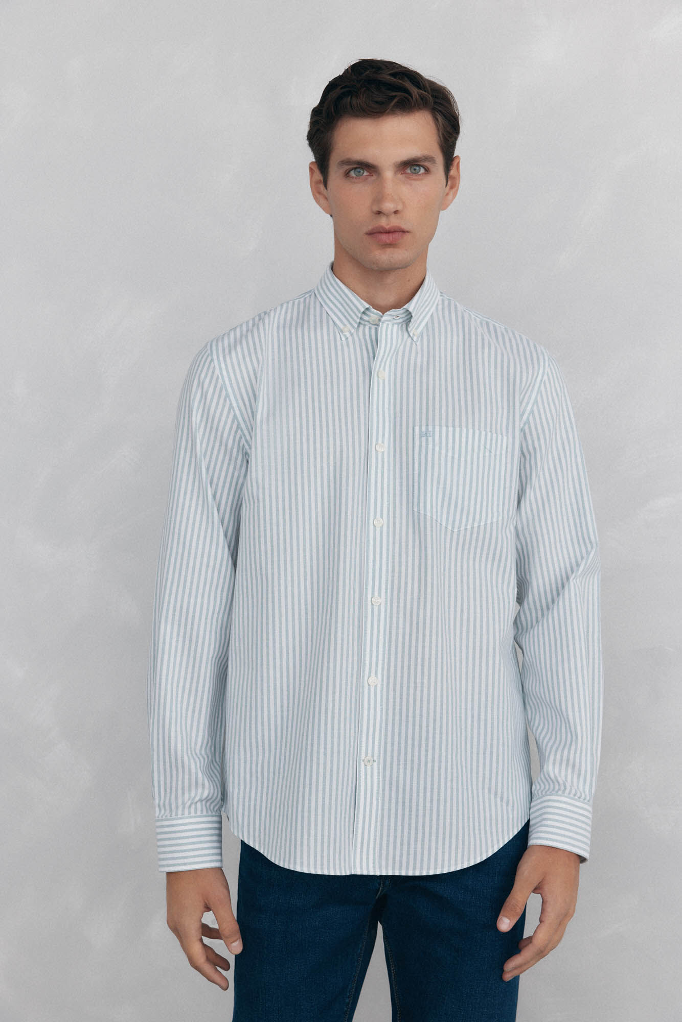 Pedro del Hierro Camisa oxford riscas sem ferro