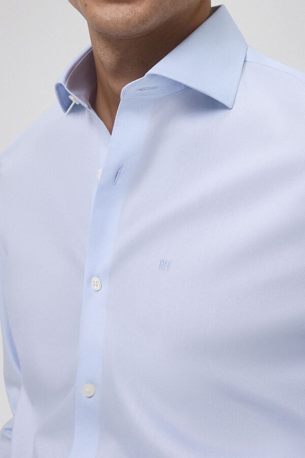 Pedro del Hierro Camisa social lisa que n&atilde;o pode ser passada a ferro + resistente a manchas Azul