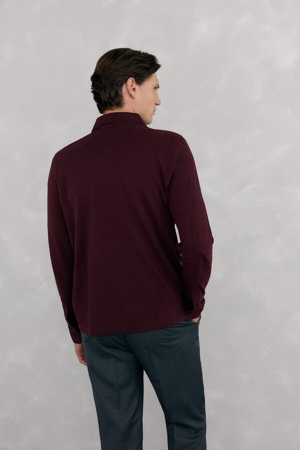Pedro del Hierro Polo b&aacute;sico manga larga Burdeos