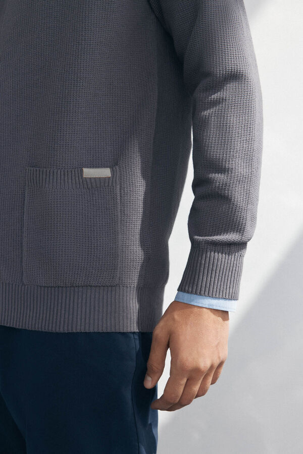 Pedro del Hierro malha de malha de algod&atilde;o com gola polo e bot&otilde;es Cizento