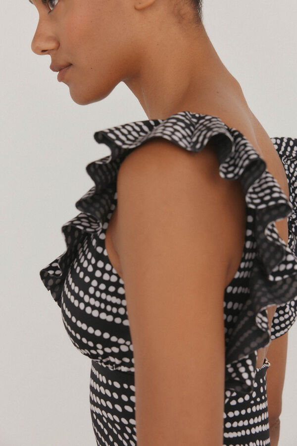 Pedro del Hierro Fato de banho folhos Preto