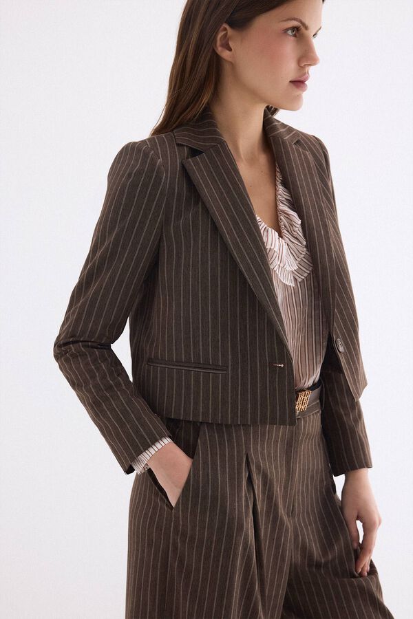 Pedro del Hierro Blazer de riscas Marrom