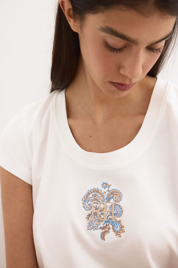 Pedro del Hierro T-shirt de manga curta com bordado Branco