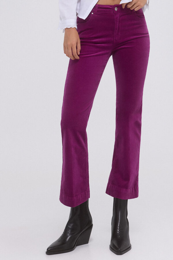 Pedro del Hierro Cal&ccedil;a flare de veludo Rosa