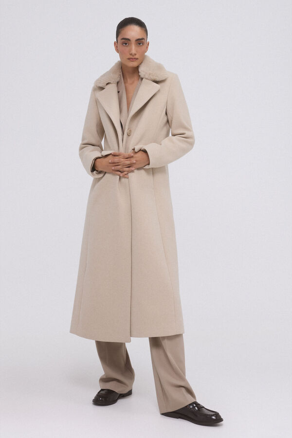Pedro del Hierro Abrigo de pa&ntilde;o Beige