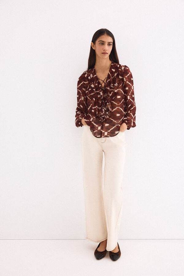 Pedro del Hierro Blusa estampada Marrom