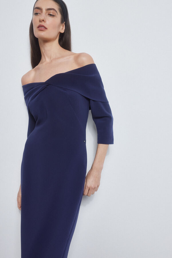 Pedro del Hierro Vestido bodycon off shoulders Azul
