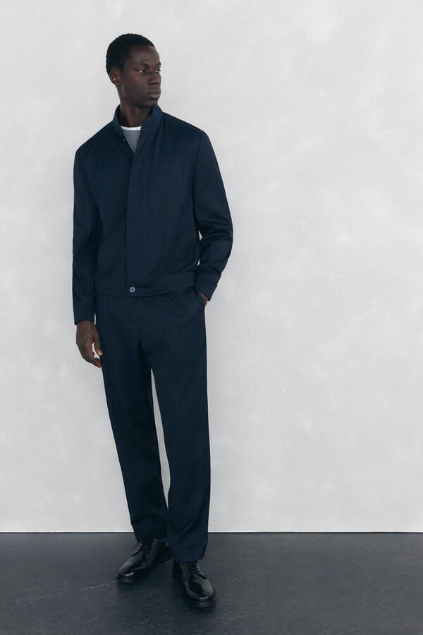 Pedro del Hierro Cazadora bomber de lana Azul