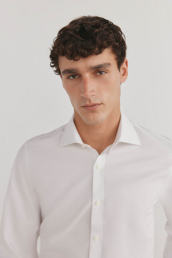 Pedro del Hierro Camisa lisa sem ferro + abotoaduras resistentes a manchas Branco