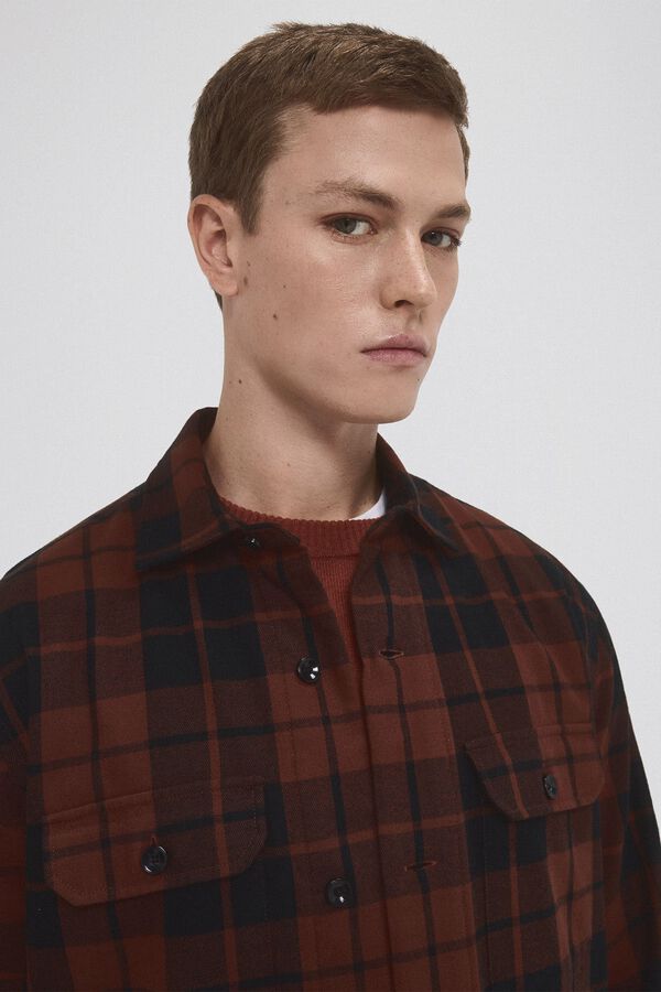 Pedro del Hierro Sobrecamisa cuadros Naranja