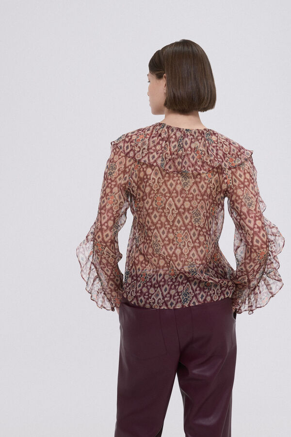 TFP by Tamara Falcó Blusa de seda estampada Marrón