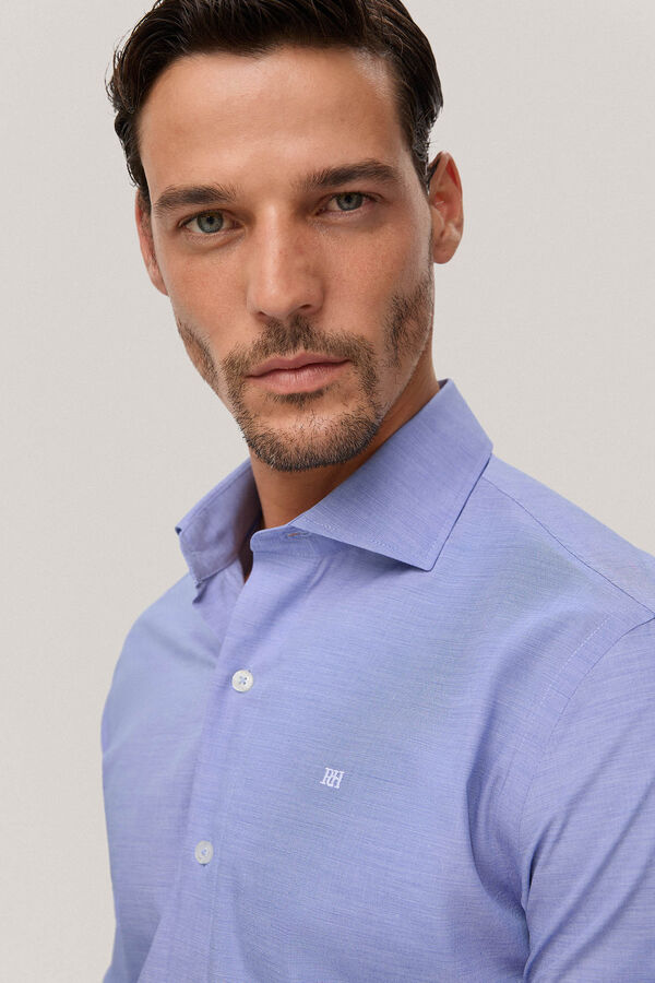 Pedro del Hierro Camisa vestir lisa slim facil plancha Azul