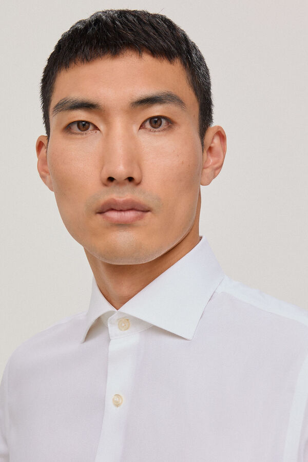 Pedro del Hierro Camisa vestir pu&ntilde;o gemelo non iron y antimanchas estructura lisa regular fit Branco